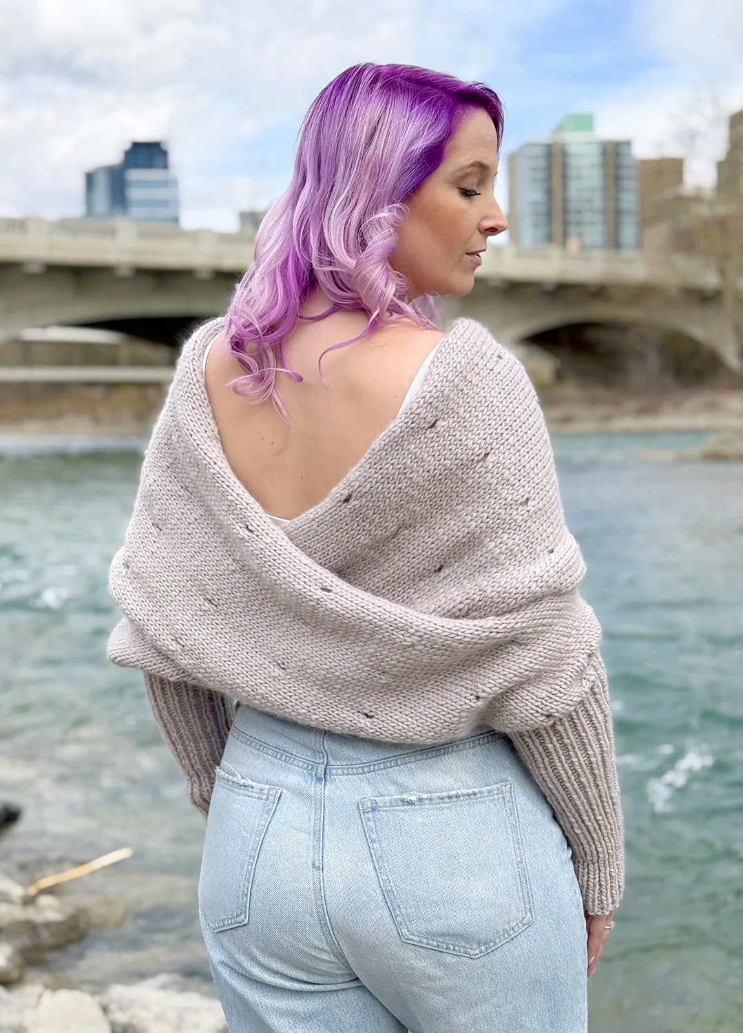 Easy Eyelet Sweater Scarf x @knitatude Kit - Yummy Version - Image 4